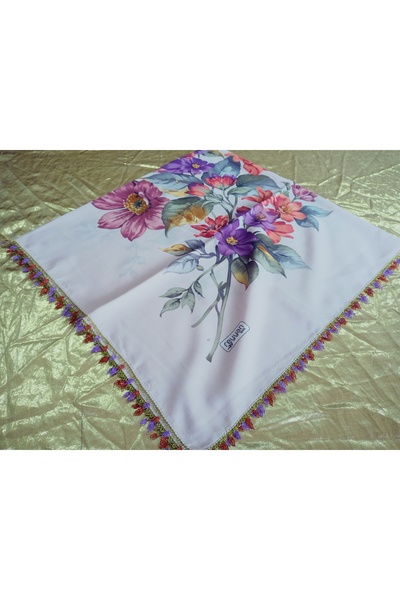 REYHAN Cenk and Zarif Handcrafted Needlework Embroidered Writing/Needlework Yemeni/Handcrafted Tulle/Baş Mevlit Cover