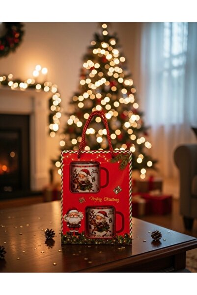 Giftify-Tr Yılbaşı Hediye Seti 2’li Seramik Kupa – Merry Christmas Özel Kutul...