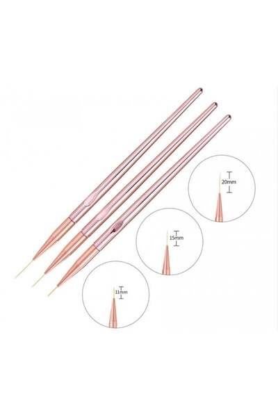 GIRLS CORNER Set of 3 Rose Gold Nail Painting Brushes