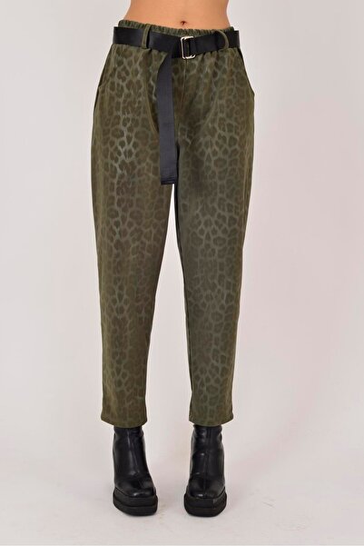 Park Moda 8600 Belt Detail Leopard Print Pants