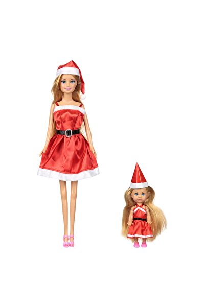 OEM Christmas Doll Set, 2 Pieces, Red Dresses, 30 cm and 12 cm