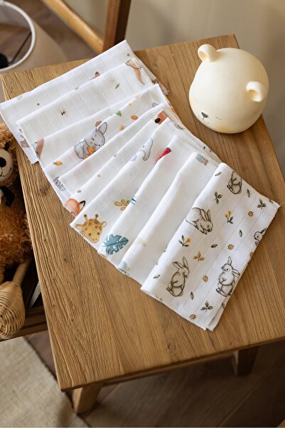 lizayn home Cotton Muslin 10-Piece Mixed Pattern Baby Mouth Wipes Double-Sided