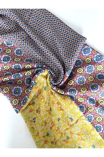 GOX شال قطني بنمط هندسي مزهر بلونين