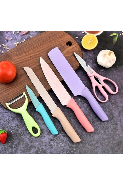 genric 6-piece stainless steel knife set, colored 00298