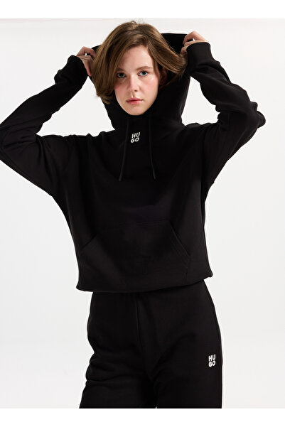 HUGO Kapüşon Yaka Siyah Kadın Sweatshırt 50522423