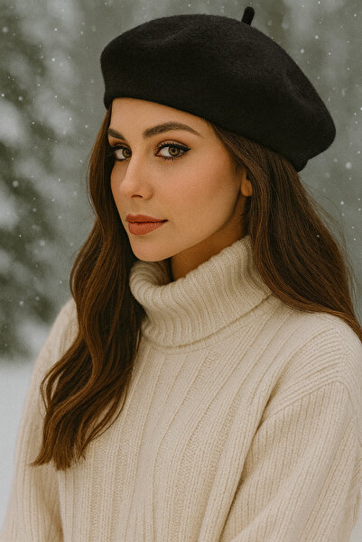 Butik Black French Style Soft Women's Felt Painter Beret – Winter Standard Hat