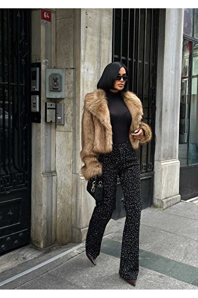 GLAMMOSS L'Atelier Față Spate Luminos cu pietre aplicate talie înaltă Palazzo...