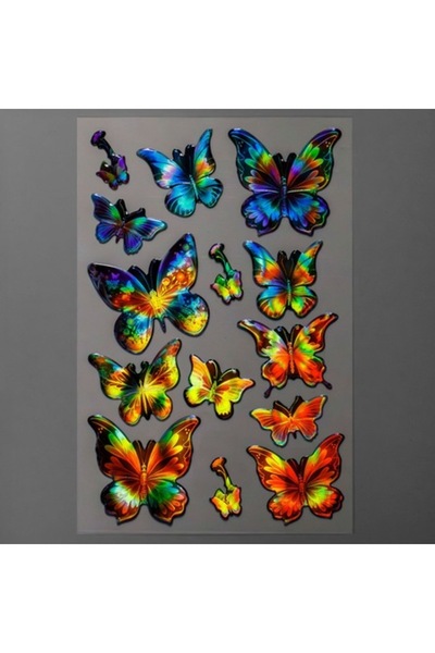 OEM Set de stickere Puffy Holo Butterfly, 4 ani