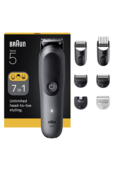 Braun Πολυλειτουργικό τρίμερ All-in-One Series 5 AIO5520, 7 σε 1, εξαιρετικά κοφτερή λεπίδα, 6 χτένες