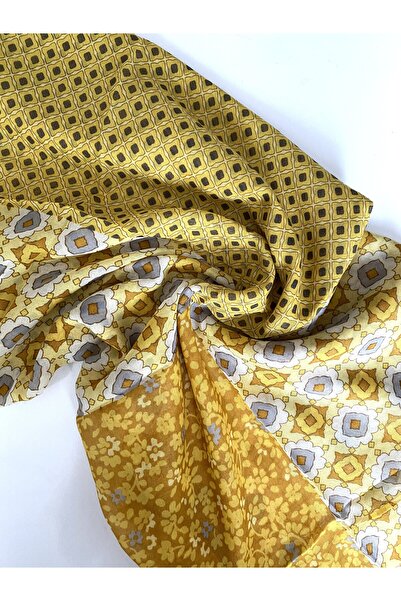 GOX شال قطني بنمط هندسي مزهر بلونين