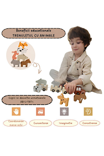 Arelair Magic Box Wooden Train with Animal Blocks, Montessori Toy, Children's Gift