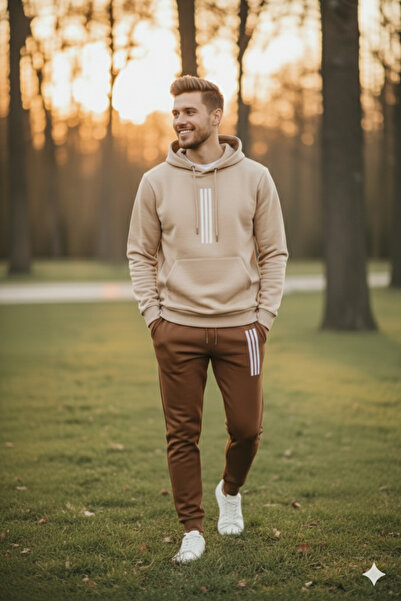 NİCE Single Line Patterned Men's Top and Bottom Set - Tracksuit Set