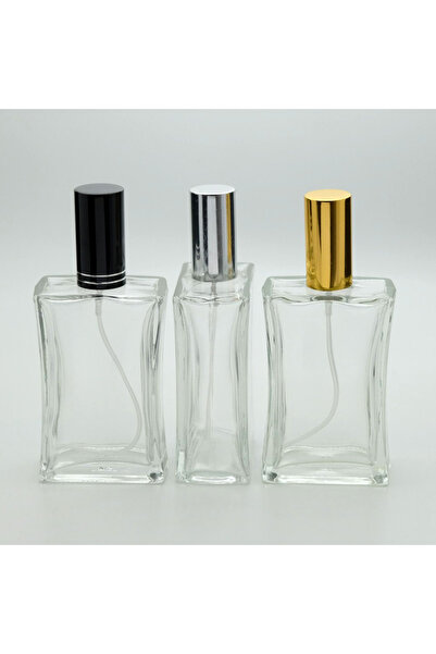 100 ML CONCAVE (REFILLABLE) PERFUME AND COLOGNE BOTTLE (3 PCS) METAL SPRAY AND CAP
