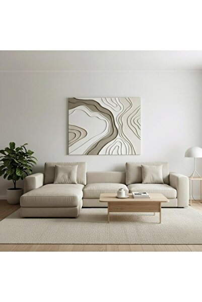 Arties Concept Dekoratif Krem Bej Beyaz Tablo - El yapımı Tablo