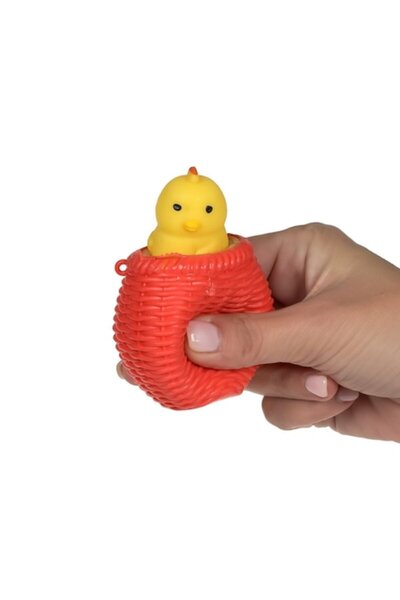 OEM Anti-stress pop up toy - basket with chick 6.5cm