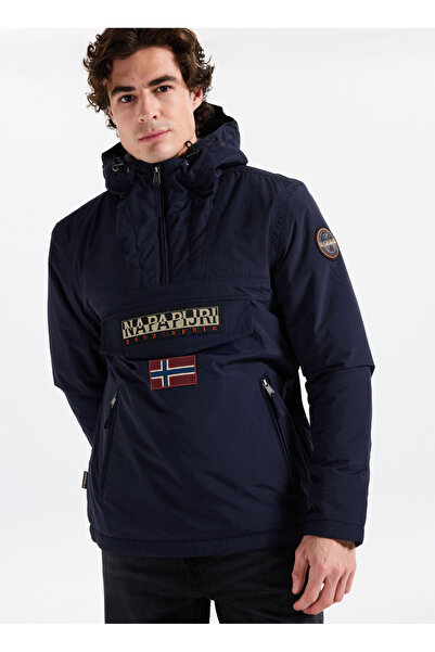 Napapijri NP0A4GMD1761-RAINFOREST POCKET 2 Mavi Düz Erkek Mont