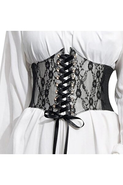 Xevo Curea de damă, corset elastic lat, neagră, Halloween sau ocazii speciale