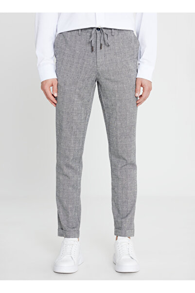 ALTINYILDIZ CLASSICS Tied Waist Regular Leg Slim Fit Navy Blue Men's Trousers Ace001252270_Lac