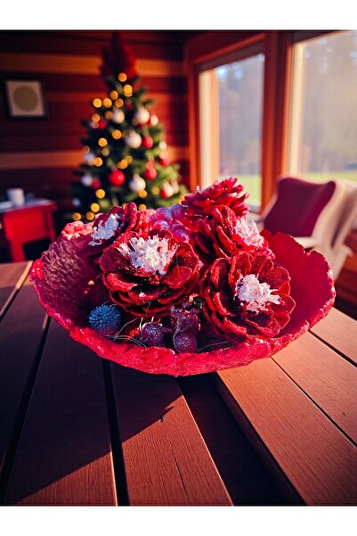 Bukiro وعاء مضيء بتصميم عيد الميلاد، وعاء على شكل مخروط، زينة طاولة مخروطية حمراء مضيئة