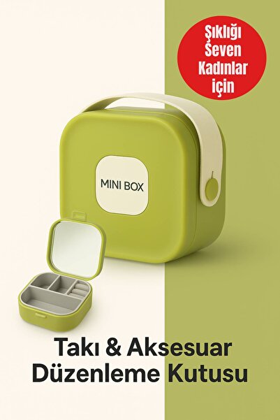 Open Home Concept Mini Takı Kutusu Ayna ve 4 Bölmeli Seyahat Düzenleyici – Ko...