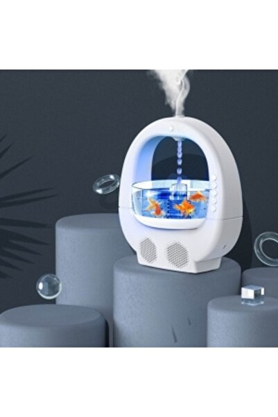 SokShop Multifunctional Humidifier with Fish Bowl, Bluetooth Speaker, 6 RGB Colors, 700 ml, White