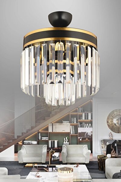 KUZEY AYDINLATMA NESİL 4 LÜ KATLI KRİSTAL TAŞLI MODERN AVİZE AYDINLATMA