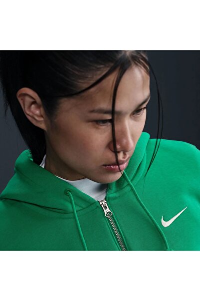 Nike Αθλητικά ρούχα Phnx Fleece Γυναικείο φλις με φερμουάρ πράσινο με κουκούλα φούτερ -κανονική εφαρμογή-HJ0995-324