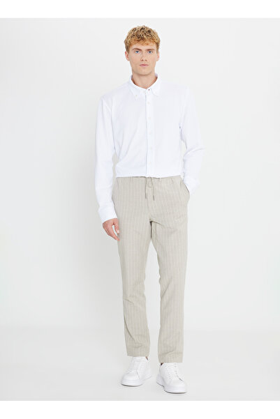 ALTINYILDIZ CLASSICS Tied Waist Regular Leg Slim Fit Mink Men's Trousers Ace001252272_Viz