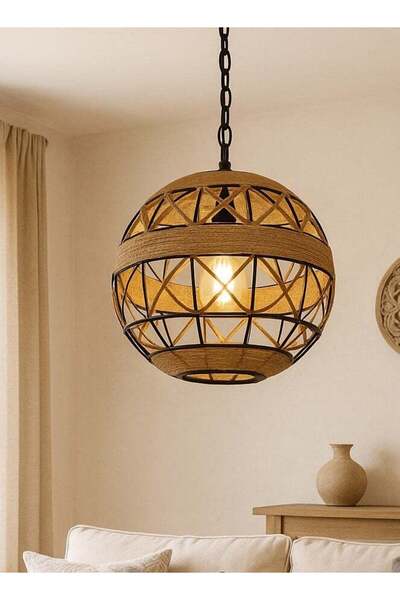 Generic Rustic Single Rope Hanging Pendant Lamp with E27 Base