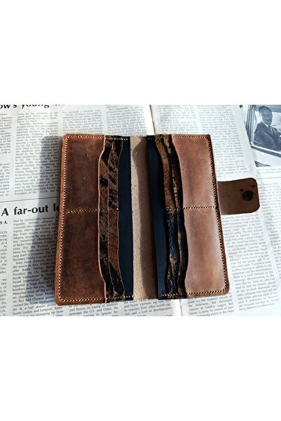 Mahfuz Cutting to Stitching Fully Handcrafted Real Leather Wallet 12 Cards 2 Compartments Space (19.4Cm*8.5Cm) Nul6