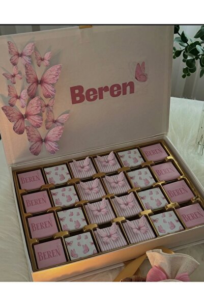 MutluAnHediyeleri Kelebek konseptli kutulu çıkolata 100 adet