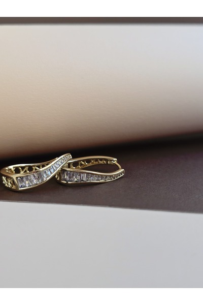 XUPING JEWELRY XUPING 14K Altın Rengi kırık taşlı kıvrılan küpe