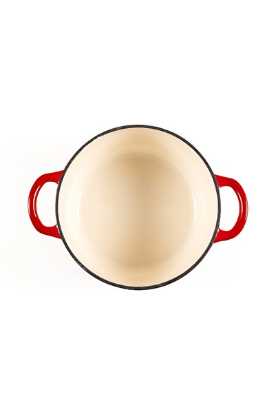 Lätt Home Enameled cast iron pot with lid, 4.8L, 26cm, Cocotte Dutch oven type, Cherry red