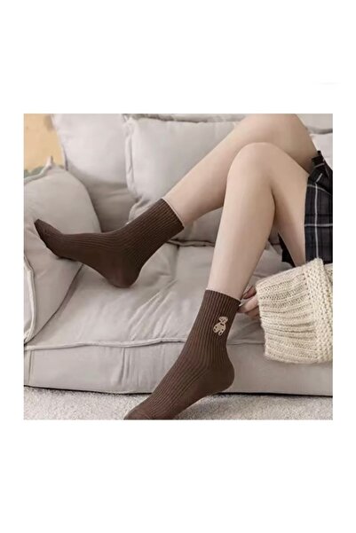 Bestrend Set of 6 Teddy Bear Patterned Unisex College Tennis Socks