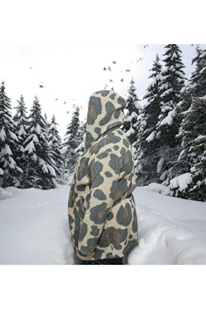 aryam butik Large Size Warm Plush Sweat Zippered Hooded Knitted Plush Sweatshirt with 2 Pockets