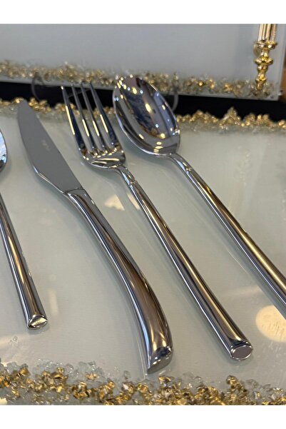 LOKMAN ZÜCCACİYE Nehi̇r Elegance 72 Pieces Simple 12 Person 18/10 Steel Cutlery Set (with Cardboard Box)