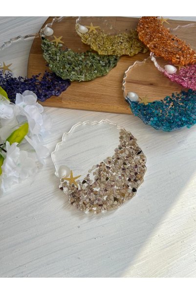 Sultan Tasarım Single Color Sea Shell Epoxy Coaster - 1 Piece