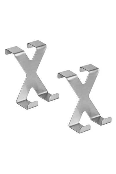 OEM Set 2 Carlige Agatatoare din Otel Inoxidabil, 5x6.5cm, Montare pe Usa sau Dulap, Argintii