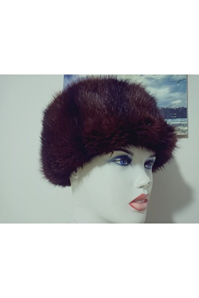 hoaryage Unisex Genuine Mink Leather Wolf Hat Genuine Wolf Kipchak Börk Hat