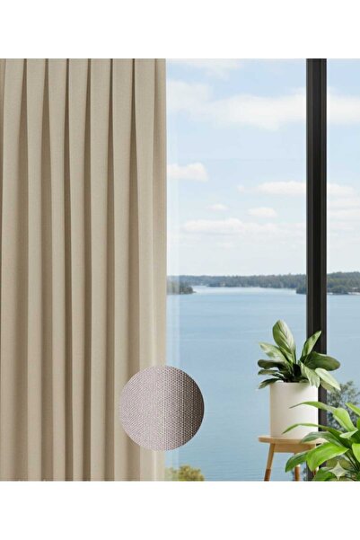 PEREN HOME Keten Dokulu Fon Perde 1e2.50 Normal Pileli Bej