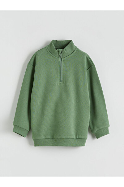 LC Waikiki Hanorac verde pentru băiat cu guler vertical