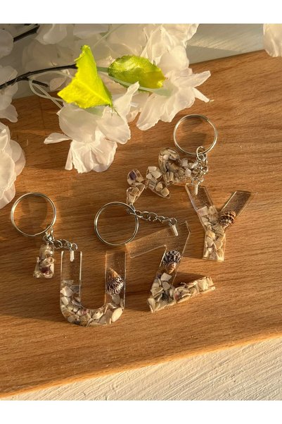 Sultan Tasarım Single Colorful Seashell Epoxy Keychain Natural - 1 Piece