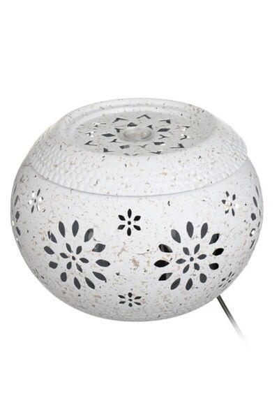 OEM Decorative Artesian Fountain with Flower Pattern & Light, Flowing Water, USB Cable Included, White