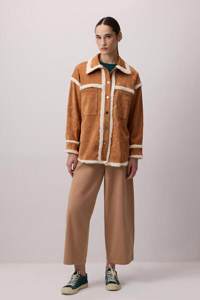 Touché Privé Suede Shirt with Plush Detail