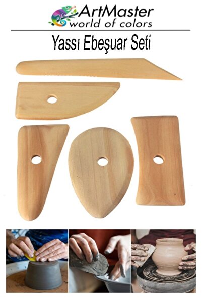 Artmaster Yassı Ebeşuar Seti 5 Li 1 Paket Şekillendirme Aleti Ahşap Kil Seram...