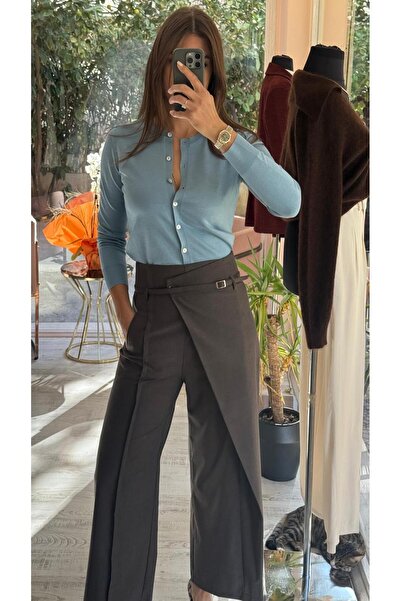 HANER BUTİK Imported Brand Blue Buttoned Cardigan