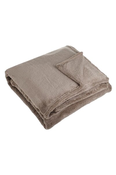 OEM Decorative winter faux fur throw, mocca beige, for armchair 160x130 cm