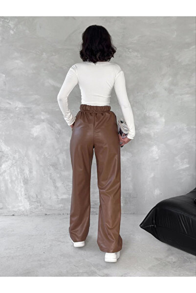 ZENGEZUR MALL Mtxdpn Self-Slimming Belt Leather Pants Coffee T1178 (220916) (Size: m)