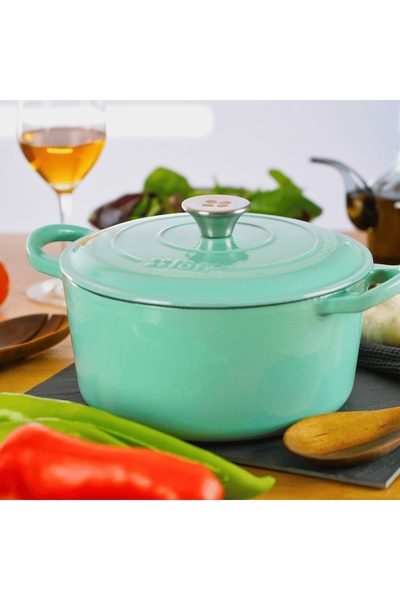 Lätt Home Σμαλτωμένη κατσαρόλα από χυτοσίδηρο με καπάκι, 4L, 23cm, τύπου Cocotte, πράσινο μέντας