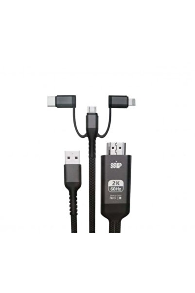 iSNUP كابل عرض عالي الدقة 3 في 1، 2 متر، مصنوع من قماش مقاوم للقطع